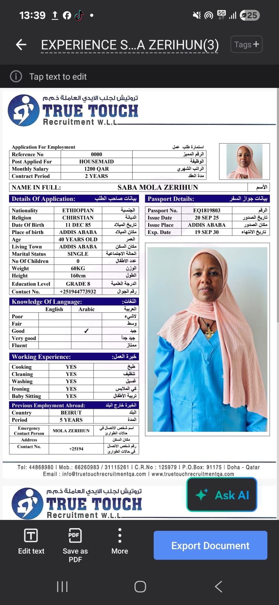 SABA MOLA ZERIHUM