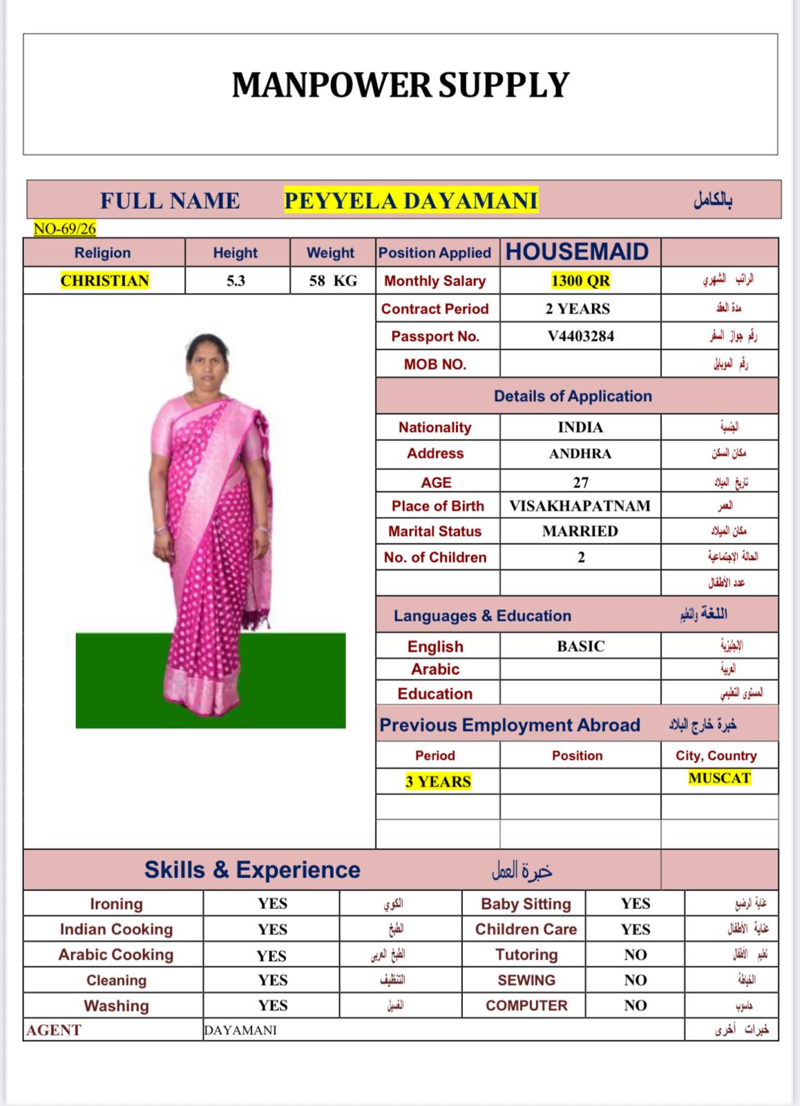 PEYYELA DAYAMANI