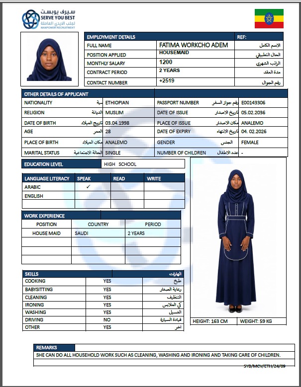 FATIMA  WORKCHO ADEM