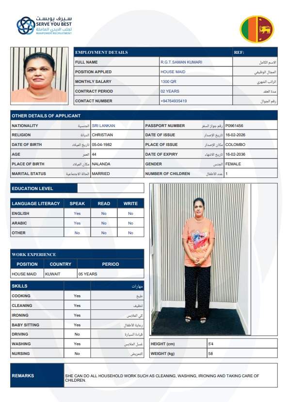 R.G.T SAMAN KUMARI