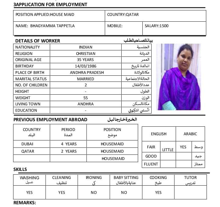 BHAGYAMMA  TAPELLA