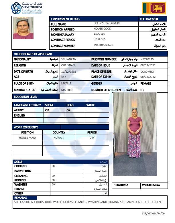 U.S INDUKA JAYASIRI