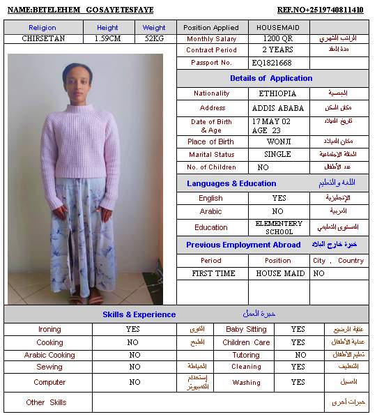 BETELEHEM GOSAYETESFAYE